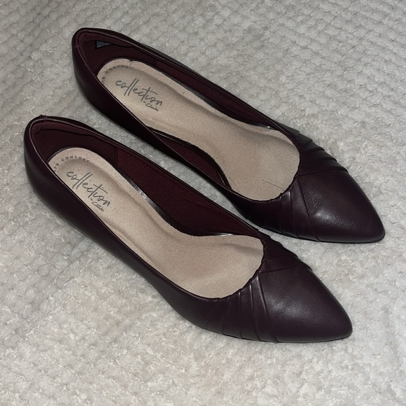 Clarks Linvale Crown Burgundy Leather Heels - Picture 3 of 9